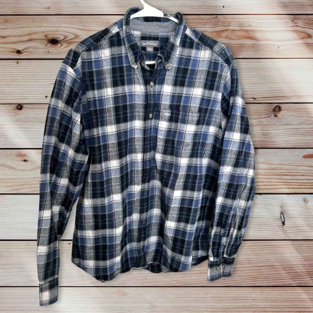 Eddie Bauer Blue Plaid Flannel Size XXL